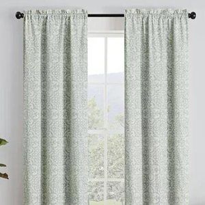 Light Brockwell Spa Patterned Rod Pocket Curtains - Neutral Drapes